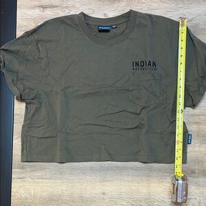 Cropped Indian Motorcycle Tee - dark green